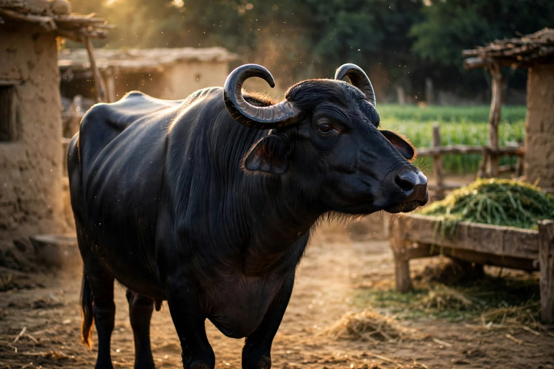 Black Murrah buffalo at the Rana Ahmad Milk Shop farm, Multan