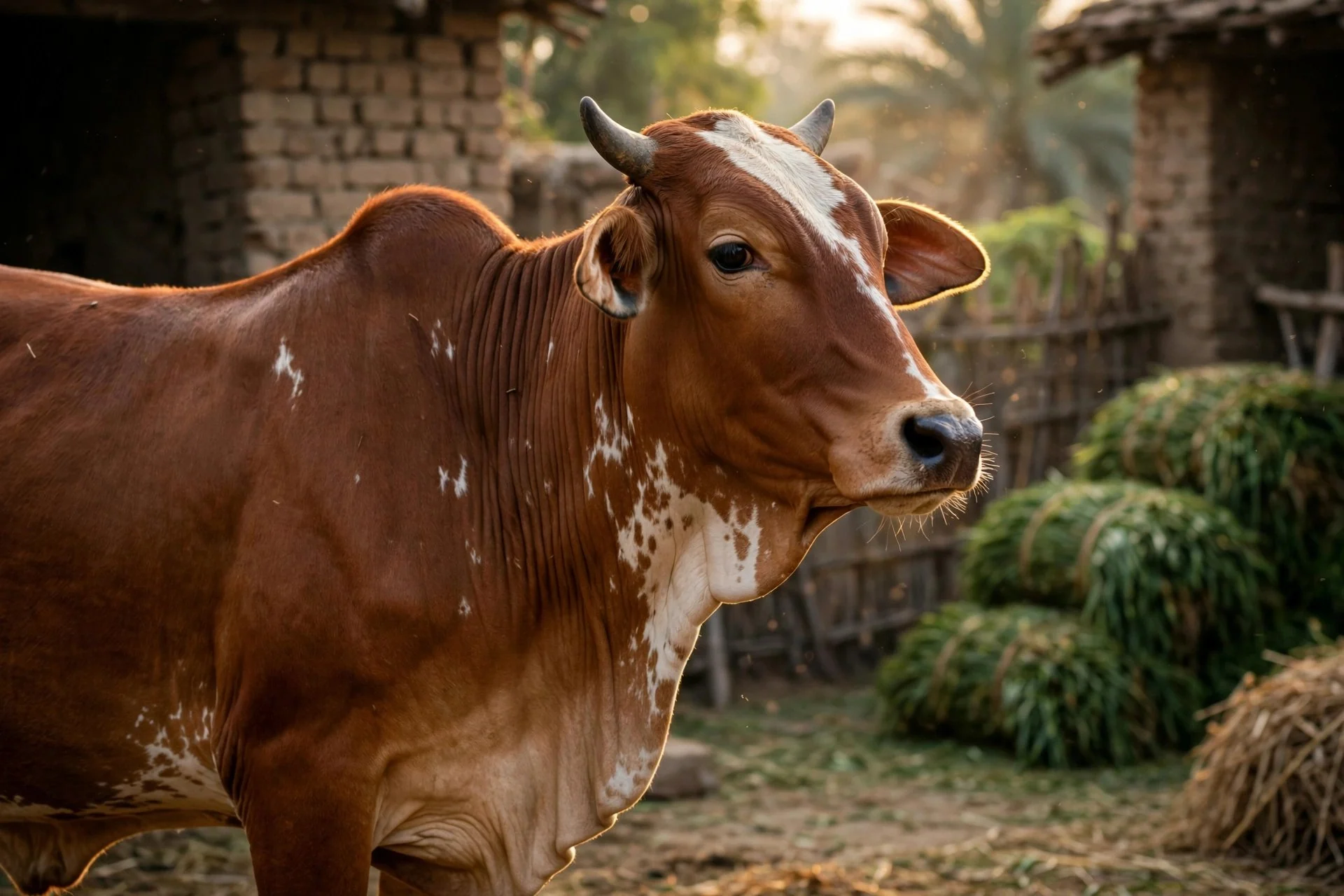 Desi Sahiwal cow at the Rana Ahmad Milk Shop farm, Multan